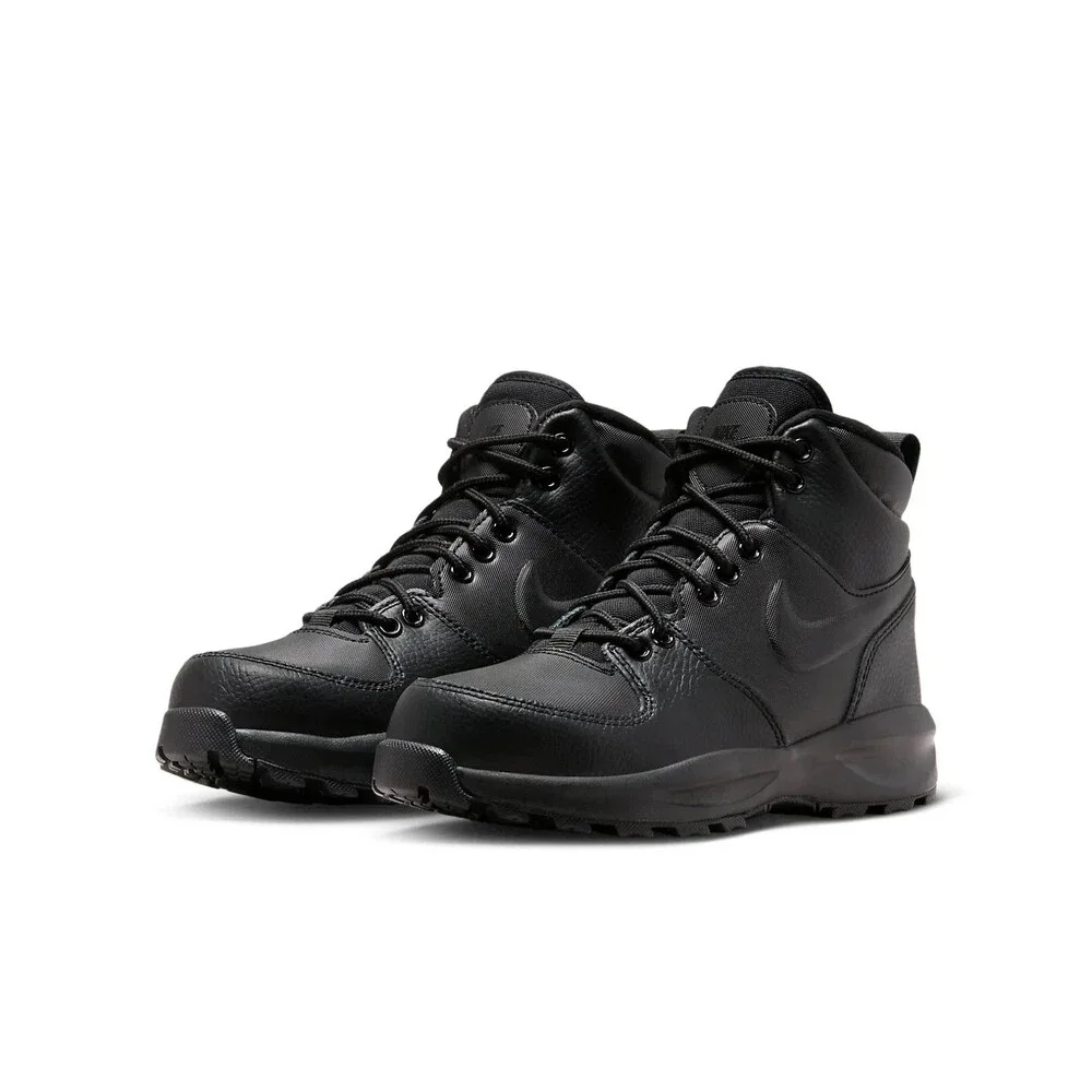 Nike Manoa Leather BQ5372-001 Boots Kids US 4 Triple Black Rugged Lace Up NR5739 - Picture 12 of 12